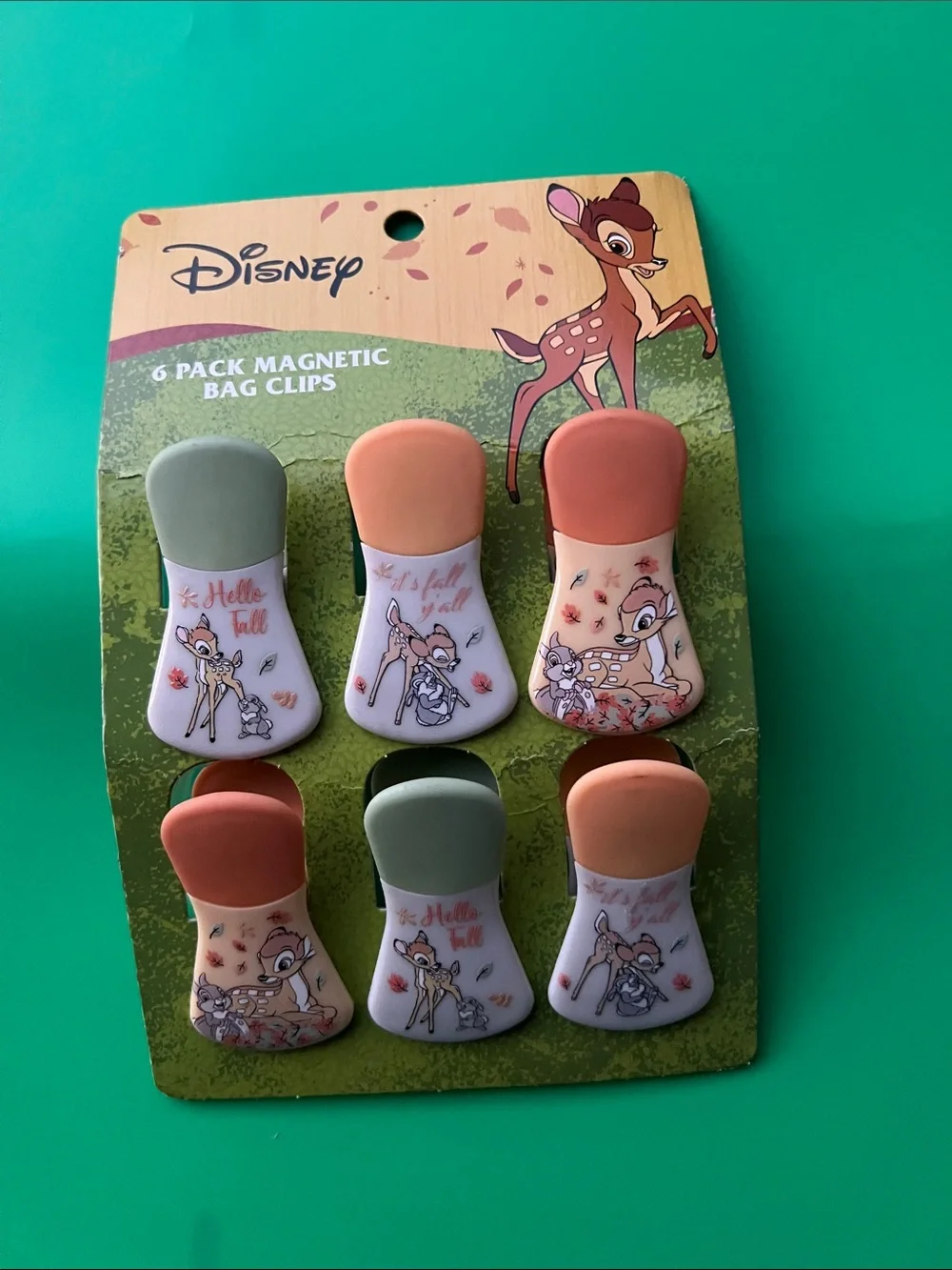 Disney Bambi Magnetic Bag Clips — Green, Peach, Coral